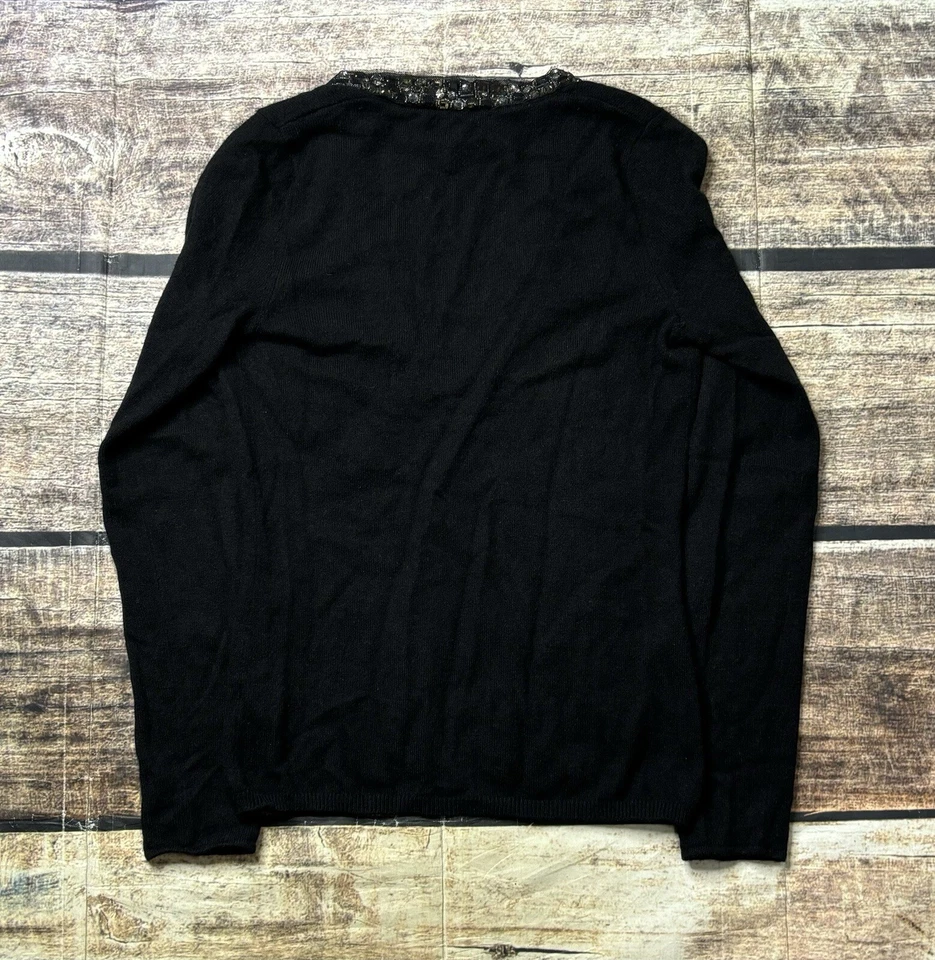 Suéter Christopher Fischer de cachemir para mujer pequeño adornado escote cuello en V Foto 3 de 4