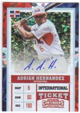 2017 Contenders Draft International Cracked Ice Ticket AUTO /23 Adrian Hernandez