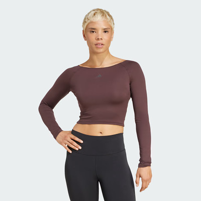 ADIDAS ' YOGA ALL ME LONG SLEEVE TOP ' SHADOW BROWN ' WOMENS ' SIZE MEDIUM