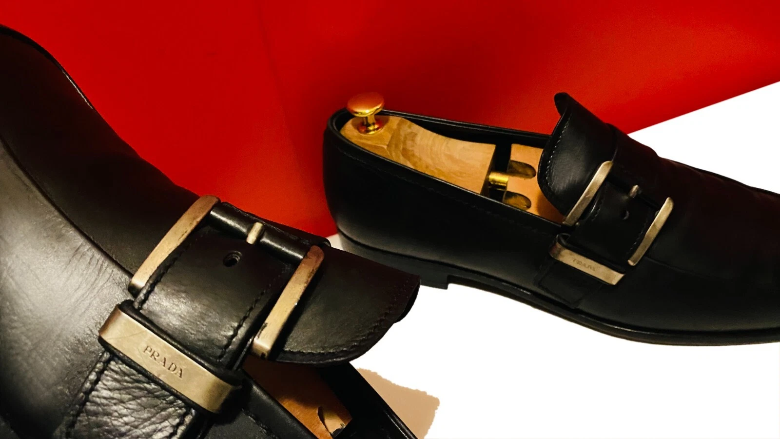 $889 00!! SCARPE MOCASSINI PRADA UOMO NERE IN PELLE CON PUNTE LATERALI MARCATE UK TAGLIA 10