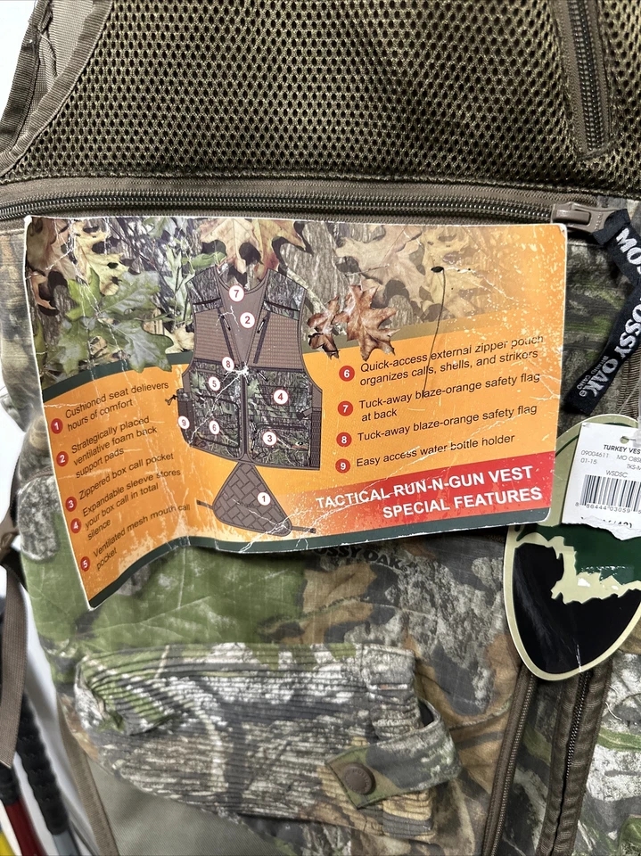 Mossy Oak Obsession Mens Camo Turkey Hunting Vest W/Seat Cushion - XL NEW!!! - Image 2 of 4