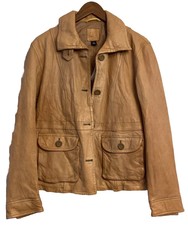 Gap Lamb Leather Jacket Womens Size Medium Beige Nwt
