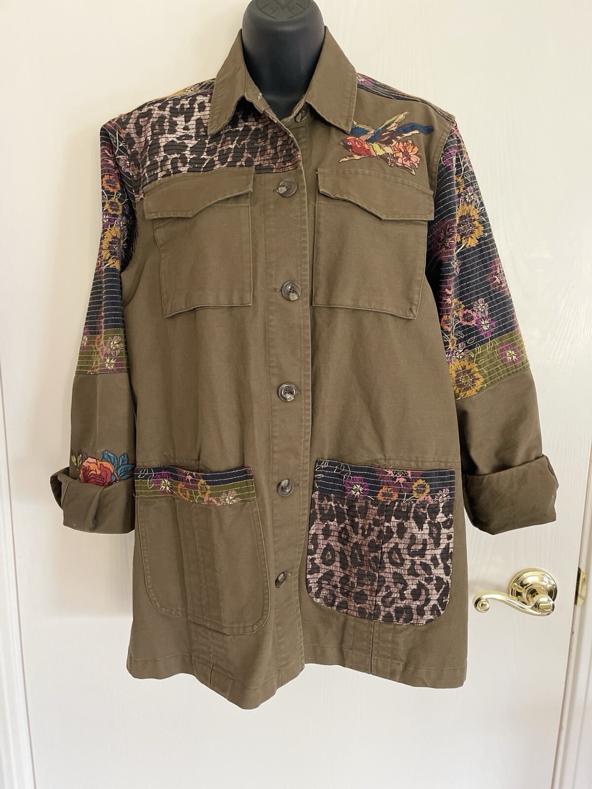 JOHNNY WAS WORKSHOP Embroidered Patchwork MILITAR… - image 2