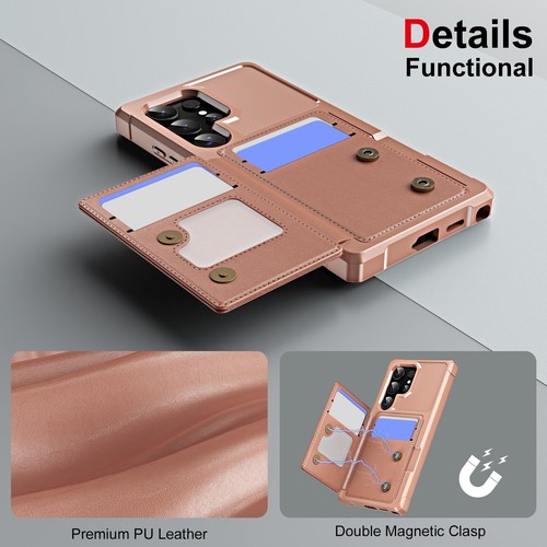 Shockproof Credit Card Slot Leather Back Case Cover For Samsung Galaxy Phone - Picture 41 of 52