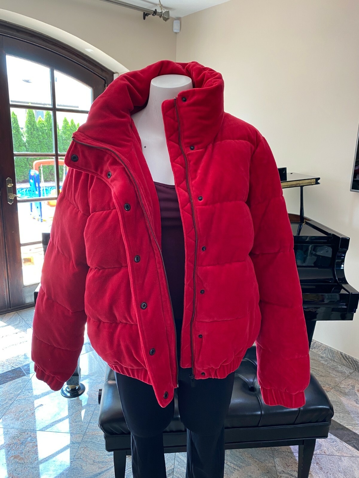 dkny velour puffer jacket