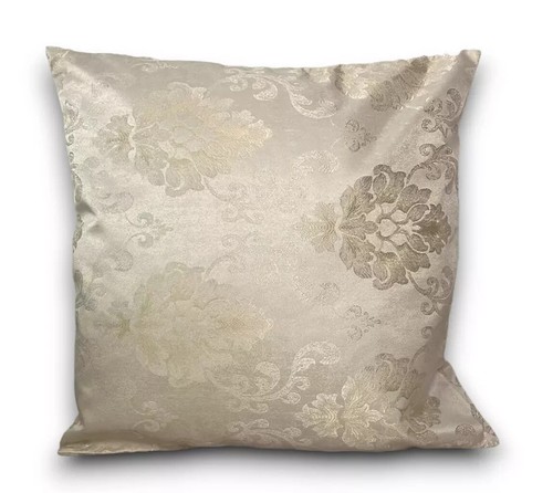 Cream Beige Big Damask Flock Thick Jacquard Cushion Covers 18 X 18" - Set of 4 - Picture 15 of 16