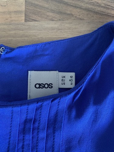 BRAND NEW NO TAGS BRIGHT BLUE SHORT SLEEVED BELTED DRESS FROM ASOS SIZE UK 12 - Picture 9 of 12