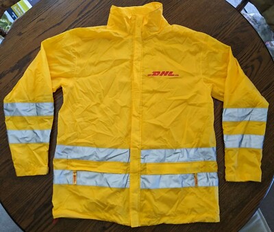 Reflective Yellow Nylon Work Jacket M Mens Lightweight Reflective