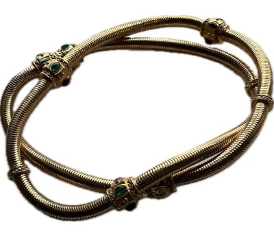 Vintage Jeweled Gold Belt 35in/89cm x .25 in wide | eBay display picture 1