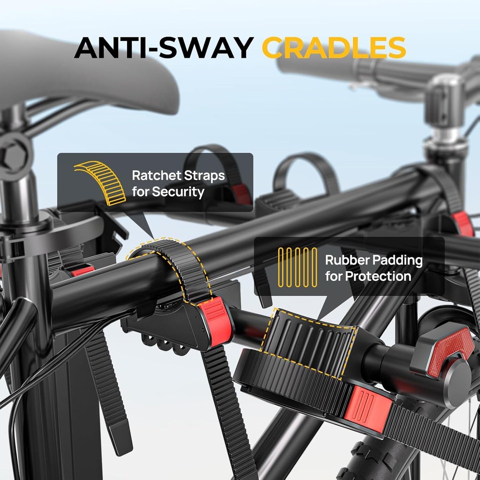 Bougerv Upgrade 2.0 Hitch Bike Rack with Dual Lock for SUV Truck, 165LB