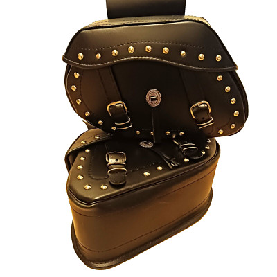 SIDE SADDLEBAGS NATURAL LEATHER CHOPER CRUISER VT VTX VN XVS XV VS VL CLASSIC