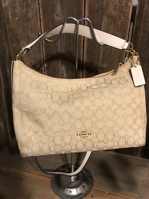 Coach Signature EW Celeste Hobo Handbag -  Khaki Cream/Beige/Ivory- Purse - Bag