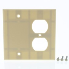 Leviton Ivory 2-Gang Receptacle Outlet Plastic Cover Blank Wall Plate 86008