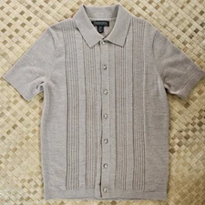 Christian Lacroix 100% Merino Wool Sweater Mens Medium Beige Knit Shirt Casual