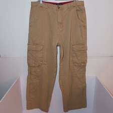 Vintage Bugle Boy 77 Cargo Relaxed Fit Khaki Pants Mens Sz 36X29 Beige