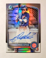Angel Cepeda 2025 Bowman Chrome AUTO REFRACTOR 107/499 Chicago Cubs Raw RC z25