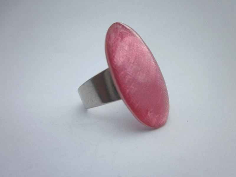 Toller Ring mit "Rose" Oval elegant Capiz Muschel in Harz Culture Mix - Bild 2 von 2
