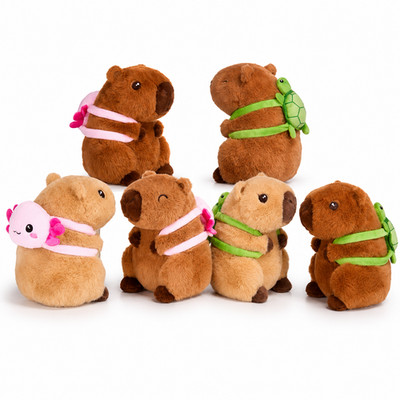 Capybara Kuscheltier mit Rucksack Axolotl Schildkröte Plüschtier Wasserschwein