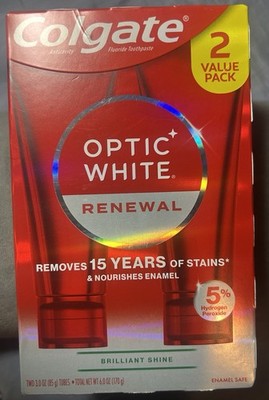 Colgate Optic White Renewal Fluoride Whitening Toothpaste Mint 2-Pack 6 oz