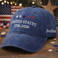 Embroidered United States 1776 - 2026 Dad Cap Washed, Freedom USA Baseball Cap