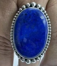 Pretty Large Lapis Lazuli Sterling Silver Ring, Size 8 Mint Condition Must See