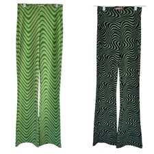 Urban Outfitters Green Swirl Groovy High Waist Knit Flare Pants Women  s Size XS