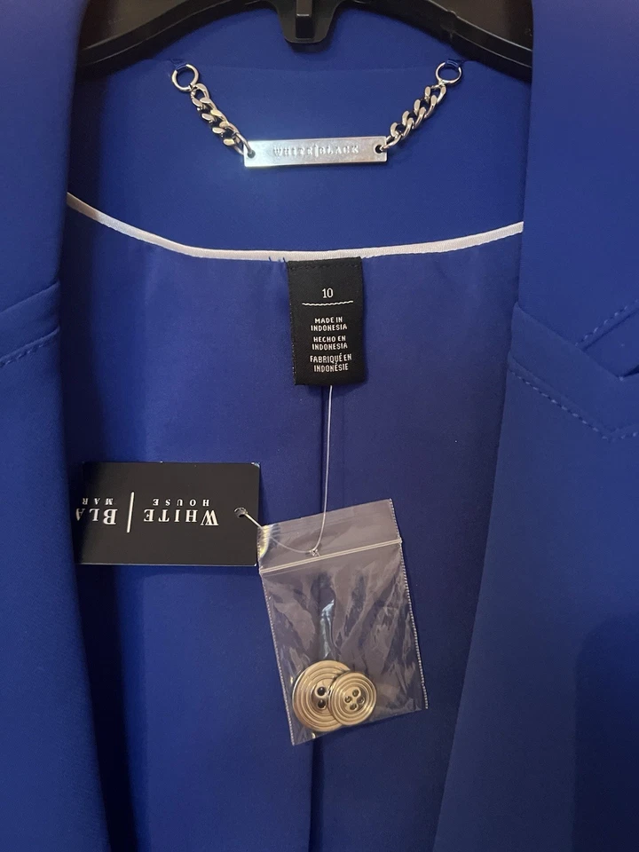 Conjunto de 2 piezas de traje informal blanco/negro para mujer manga larga color azul talla 10 nuevo con etiquetas Foto 3 de 4