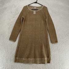 J Jill Sweater Dress Womens XS Brown Knit Shift Long Sleeve Earthy Indie