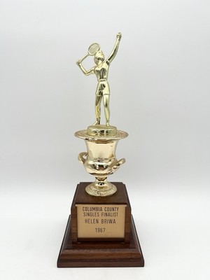 Vintage 1967 Columbia County Singles Finalist Trophy Helen Briwa Tennis Award