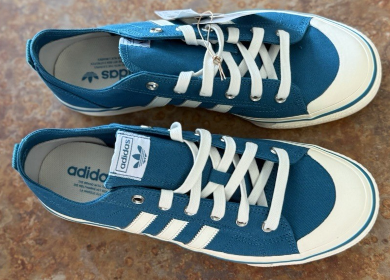 ADIDAS MEN'S NIZZA RF 74 CANVAS SHOES TURQUOISE WHITE HQ8566 SIZE