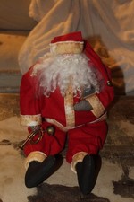 Santa Claus Primitive Folk Art Shelf Sitter Decoration Doll Wool Suit 23" tall