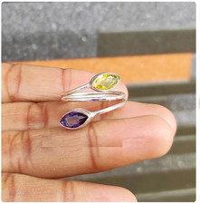 Amethyst Gemstone Ring 925 Sterling Silver Statement Handmade All Ring Size R08