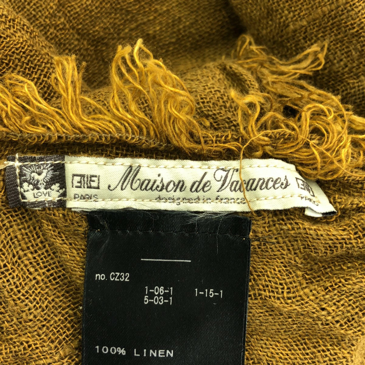 【MAISON DE VACANCES 】Linen Stole Maison De Vacances Large linen stole 20-090-560-0049 Yellow