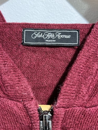 Felpa con cappuccio Saks Fifth Avenue misto lana cotone bordeaux taglia large - Foto 5 di 9
