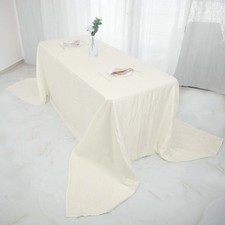 IVORY 90"x156" Accordion Crinkle TAFFETA RECTANGULAR TABLECLOTH Party Supplies