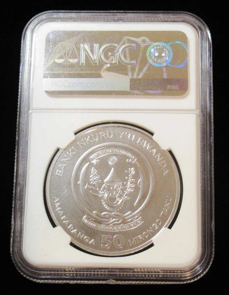 Rwanda 2018 Jirafa Plata 1oz NGC MS70 Grado Superior - Imagen 4 de 4