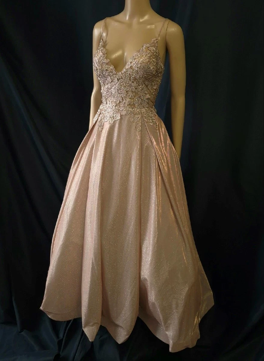 elegant gold formal dress Gold Luxury Beaded Evening Dress V-neck Formal Charming Prom Dress