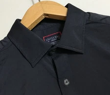 Untuckit Men's Gironde SS Shirt Black Short Sleeve Nylon Blend Stretch Size M