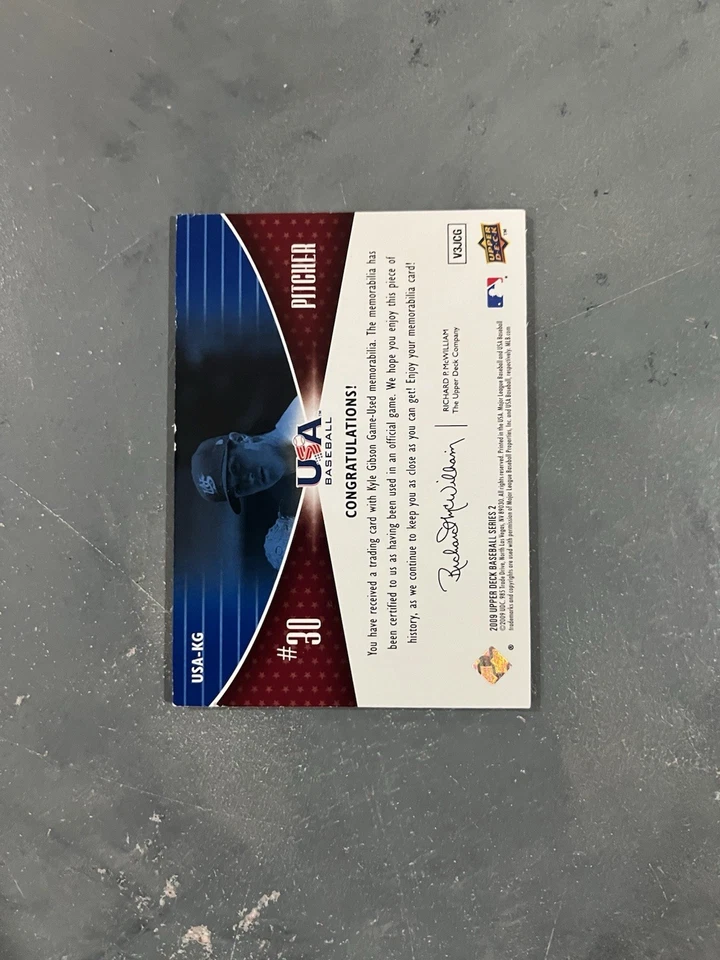 2009 Upper Deck - USA National Team Kyle Gibson #USA-KG Game Jersey (MEM, RC) - Image 2 of 2