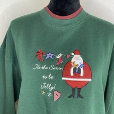 M C Sportswear Forest Green Embroidered Christmas Sweater