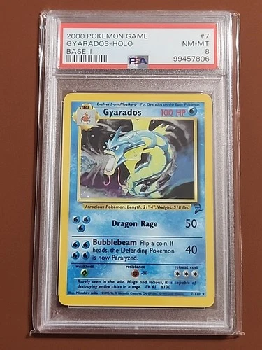 2000 Pokemon Gyarados #7 Holo Base Set 2 PSA 8