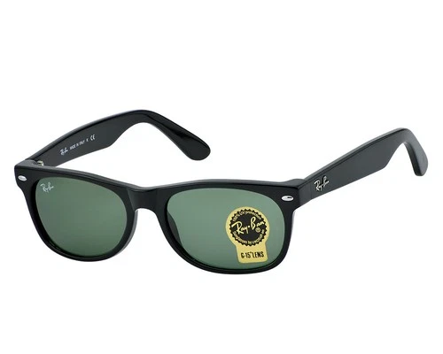 Ray-Ban RB2132 New Wayfarer Classic Black Frame Green Lens 55mm Sunglasses