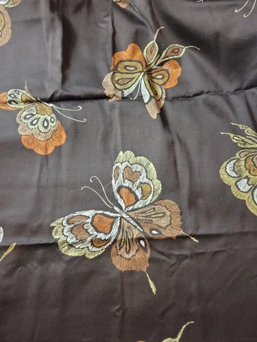 vintage Brown butterfly fabric Master Craft Corp FLAW 46x54