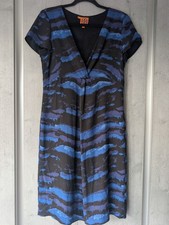 Tory Burch Blue Multi Patterned 100% Silk Midi Dress  Size 8  Immaculate Cond