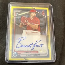2024 Bowman Chrome Barrett Kent Angels Yellow Refractor Autograph /75