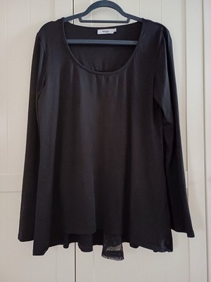 Myrine Antwerp Jersey Tunika Shirt XL Schwarz Spitze Scandi A-Linie entzückend 