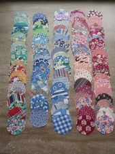 100 Antique Vintage Fabric Depression Era Feedsack Indigo Blue scraps 2" circles