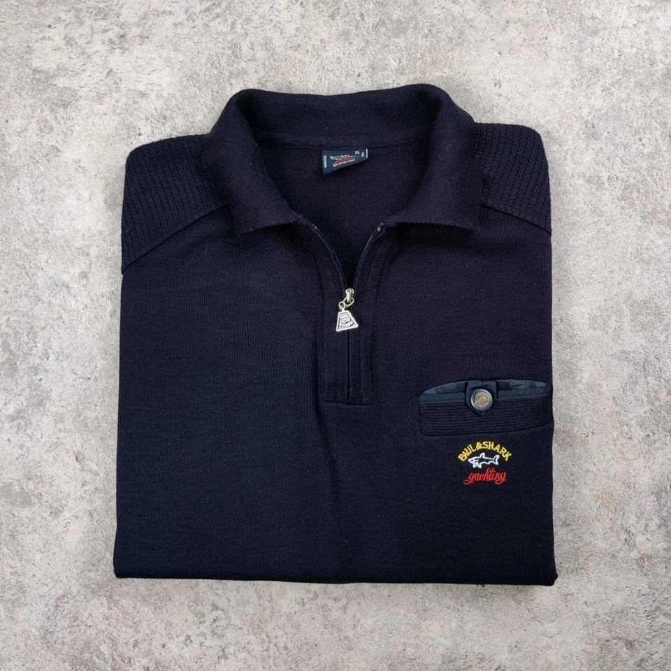Sweat 1/4 zip Paul & Shark Yachting Made in Italy / XL / 100% coton poche navy - Photo 1/4