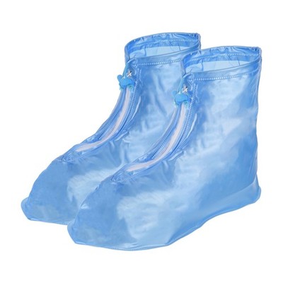 Waterproof Shoes Cover XXL Overshoes Rain Galoshes with Zipper Blue