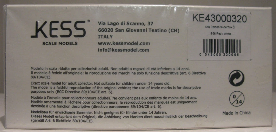 Kess 1:43 KE43000320 Ltd Ed 1956 Red & White Pinin-Farina Alfa Romeo Super Flow - Image 3 of 3